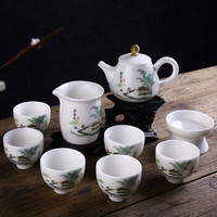 龙寅 寅 功夫茶具套装羊脂玉瓷山水茶壶家用整套茶道茶杯茶虑礼盒装