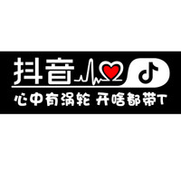 车动力 抖音车贴汽车贴纸反光贴文字 抖音同款汽车用品车贴纸 单行字:心中有涡轮 开啥都带T 抖音车贴