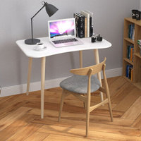 木以成居 电脑桌台式家用 北欧简约实木腿书桌办公桌 白色桌面LY-4124