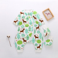 久爱久 婴儿睡袋儿童分腿睡衣宝宝纯棉防踢被子可拆袖带脚包L1800908