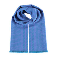 SOL ALPACA 女士秘鲁原产小羊驼毛阿尔巴卡印加图案提花纯色围巾 1070-02 C002 蓝色 40*196厘米
