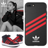 adidas 手机壳保护套 Samba系列 FW18特别款 iPhone 7/8 Plus 时尚防摔 经典三叶草黑红