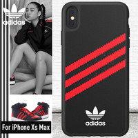 阿迪达斯adidas 手机壳保护套 Samba系列 FW18特别款 iPhone Xs Max  时尚防摔  经典三叶草黑红