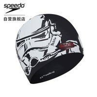 速比涛speedo泳帽 星战系列 成人男士女士硅胶印花卡通游泳帽 黑/白色 均码 808385C853