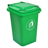 舒蔻（Supercloud）加厚物业小区公用室外环保分类塑料带盖翻盖环卫户外垃圾桶酒店 大号商用绿色50L
