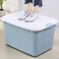 访客 FK 收纳箱 80L大号被子衣服储物箱玩具箱子塑料收纳盒 带轮有盖整理箱 *3件
