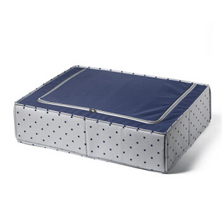 柯良惠子 简约日系布艺床底收纳 箱 扁平床下被子储物整箱抽屉式钢架整理箱 蓝色方格