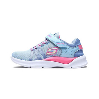 SKECHERS 斯凯奇 大女童新款魔术贴网布轻便休闲鞋 81339L-LBPK 浅蓝色/粉红色 33.5