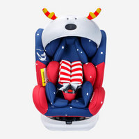 ZazaBaby360度旋转0-4-6-12岁宝宝汽车婴儿童安全座椅带isofix接口精灵骑士plus蓝红色