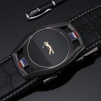 高尔夫GOLF皮带男士鳄鱼纹头层牛皮腰带合金自动扣男士皮带商务休闲裤带腰带礼盒P8BV34829J黑色