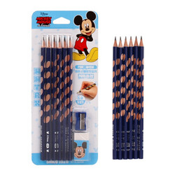 Disney 迪士尼 Z7050 三角杆HB洞洞铅笔 6支 送橡皮+卷笔刀