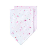 全棉时代 手帕口水巾三角巾婴儿纱布三角巾 62*43 粉色小花朵+粉兔瓢虫 2条装