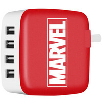 迪士尼 漫威MARVE红砖 多口USB可折叠充电器 2.4A高速快充4口手机平板通用充电插头 迪士尼漫威正版授权