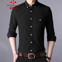 俞兆林（YUZHAOLIN）长袖衬衫 男士时尚纯色复古衬衫2022-CS280黑色M