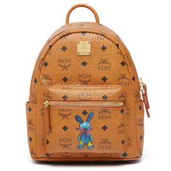 MCM 时尚经典兔子系列印花mini 棕色双肩背包 MWK6AXL07CO001