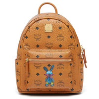 MCM 时尚经典兔子系列印花mini 棕色双肩背包 MWK6AXL07CO001