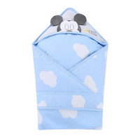 迪士尼宝宝 Disney Baby 婴儿抱被 初生婴儿春秋季襁褓纯棉宝宝用品 初生夹棉 静谧蓝90x90cm