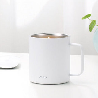 Pinlo 马克杯冷饮保冷杯咖啡杯简约办公茶杯不锈钢马克杯桌面保温杯水杯子350ml白色