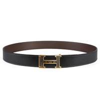 V.V.Brown皮带男板扣双面头层牛皮腰带潮流男款质感五金盒装 金扣V249P7AB
