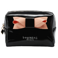bagINBAG化妆包大容量便携韩国简约防水可爱少女心化妆品包大号黑