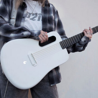 拿火吉他 LAVAGUITAR LAVA ME 2拿火民谣吉他36寸初学者男女学生碳纤维旅行吉他 白色-电箱款