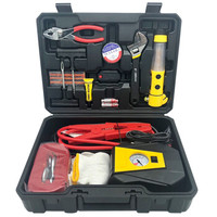 腾驰(CT)车载工具箱包应急救援套装15件(充气泵 补胎工具 拖车绳 搭车线 扳手 安全锤手电)