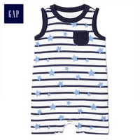 Gap旗舰店 童装 婴儿 新生儿星形图案短袖一件式连体衣宝宝爬服 230240 光感白 12-18M