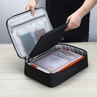 BUBM 证件收纳包家庭家用大容量盒多功能箱护照户口本存折本重要文件袋  JTB-N单层+内胆 黑色
