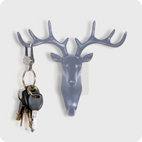 阿依妈妈 创意美式鹿头强力无痕挂钩 装饰动物头树脂工艺品壁饰钥匙衣帽钩