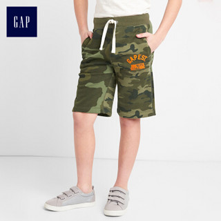 Gap旗舰店 男孩Logo徽标抓绒迷彩基本款图案短裤 237840 绿色迷彩 110cm(XS)