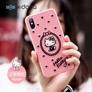 X-doria HelloKitty苹果X手机壳iPhoneX保护壳 手工3D立体刺绣全包防摔保护套 资趣刺绣粉