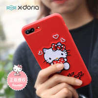 X-doria HelloKitty苹果7P/8Plus手机壳iPhone7P/8Plus保护壳 手工3D立体刺绣全包防摔保护套 资趣刺绣红