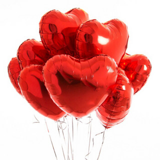 京唐 红色心形气球铝膜气球 结婚庆用品表白求婚生日派对气球装饰 红色气球10只装配气筒