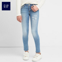 Gap旗舰店 女孩柔软舒适星形图案紧身牛仔裤 261746 中度靛蓝 150cm(12)