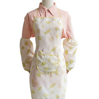 乐宜美韩版时尚围裙女 家用防水防油围裙套袖 厨房围裙罩衣(绿色树叶)