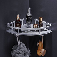 尚格兰 太空铝免打孔浴室置物架 不锈钢厨房卫生间置物架强力无痕肥皂盒毛巾架（墙角型）