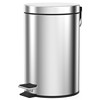 梦庭 垃圾桶家用 12L不锈钢大号脚踏式厨房客厅带盖废纸篓镜面翻盖卫生桶 太空银 3553