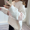 LAXJOY 朗悦 新款韩版套头针织衫女宽松拼色长袖毛衣  LWYC18J101