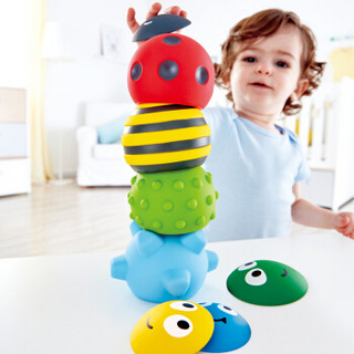 Hape 婴儿手抓球 软胶积木玩具触感球可啃咬叠叠高玩具新生儿安抚球 E8411虫虫软胶堆堆乐（可拆卸）