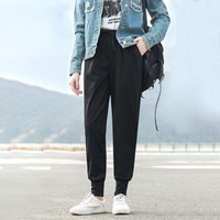 俞兆林 2019新款韩版收口小脚裤宽松大码女装运动休闲裤 YWKX191215 黑色 L