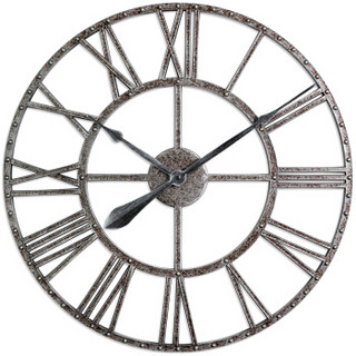 码仕 挂钟钟表客厅静音个性石英钟北美创意复古挂表大时钟 25寸罗马字2503