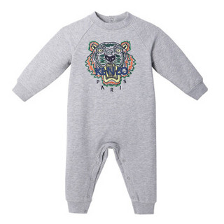 KENZO KIDS 高田贤三 奢侈品童装 儿童灰色混纺虎头图案连体衣 KM32507 25 9M/71cm/