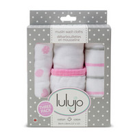 Lulujo Baby 加拿大婴儿纱布婴儿口水巾毛巾 宝宝手帕巾 粉色礼盒三条装lj230