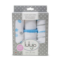 Lulujo Baby 加拿大婴儿纱布口水巾毛巾 婴儿洗脸巾 蓝色礼盒三条装lj231