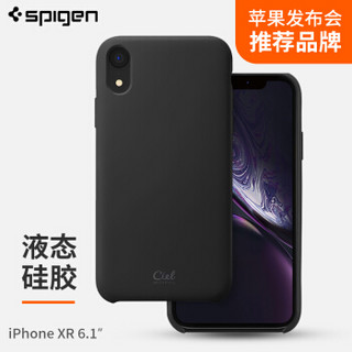 SPIGEN 苹果XR手机壳 iPhone XR保护套液态硅胶磨砂防摔保护壳男女纯色潮牌手机软壳 黑色