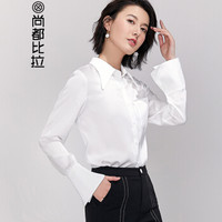 尚都比拉（Sentubila）气质纯色单排扣长袖衬衫2019春季新品时尚OL191C0523154 白色 L