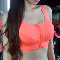 范迪慕 拉链运动内衣无钢圈运动文胸速干跑步瑜伽文胸春夏季新款 FDM20370-橙色-拉链文胸-M