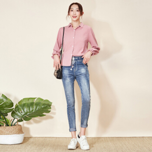 商品joy of joy 京东女装新款文艺女装松紧腰系带弹力小脚裤修身百搭