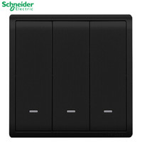 施耐德 Schneider 开关插座 丰尚16AX250V带荧光指示三联单控开关 写意黑