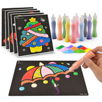 芙蓉天使 沙画套装HW7010 彩砂子沙胶画瓶纸绘画工具  3-6岁儿童创意玩具10色18张
